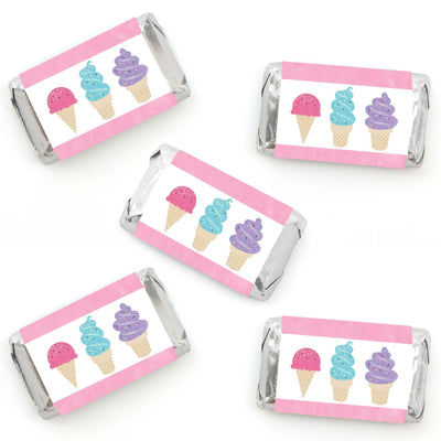 Scoop Up The Fun - Ice Cream - Mini Candy Bar Wrapper Stickers - Sprinkles Party Small Favors - 40 Count