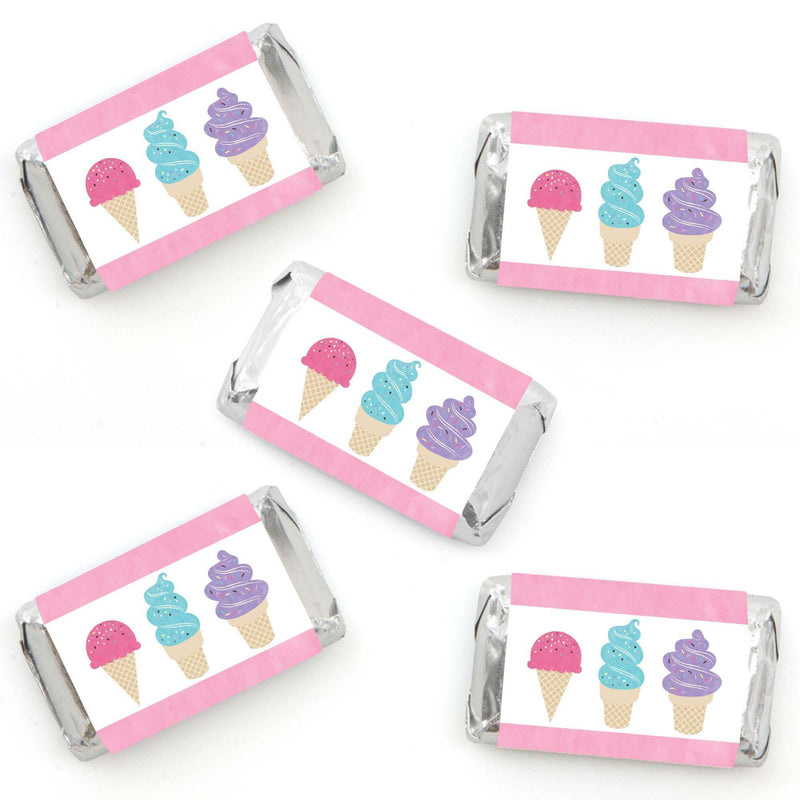 Scoop Up The Fun - Ice Cream - Mini Candy Bar Wrapper Stickers - Sprinkles Party Small Favors - 40 Count