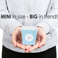 Winter Wonderland - Party Mini Favor Boxes - Snowflake Holiday Party and Winter Wedding Treat Candy Boxes - Set of 12