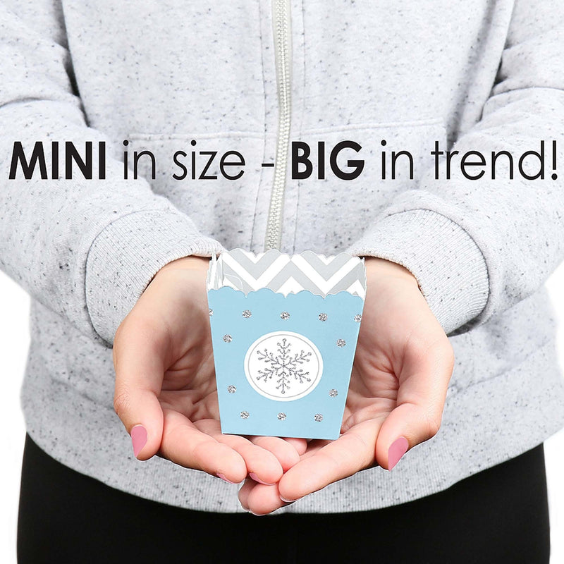 Winter Wonderland - Party Mini Favor Boxes - Snowflake Holiday Party and Winter Wedding Treat Candy Boxes - Set of 12