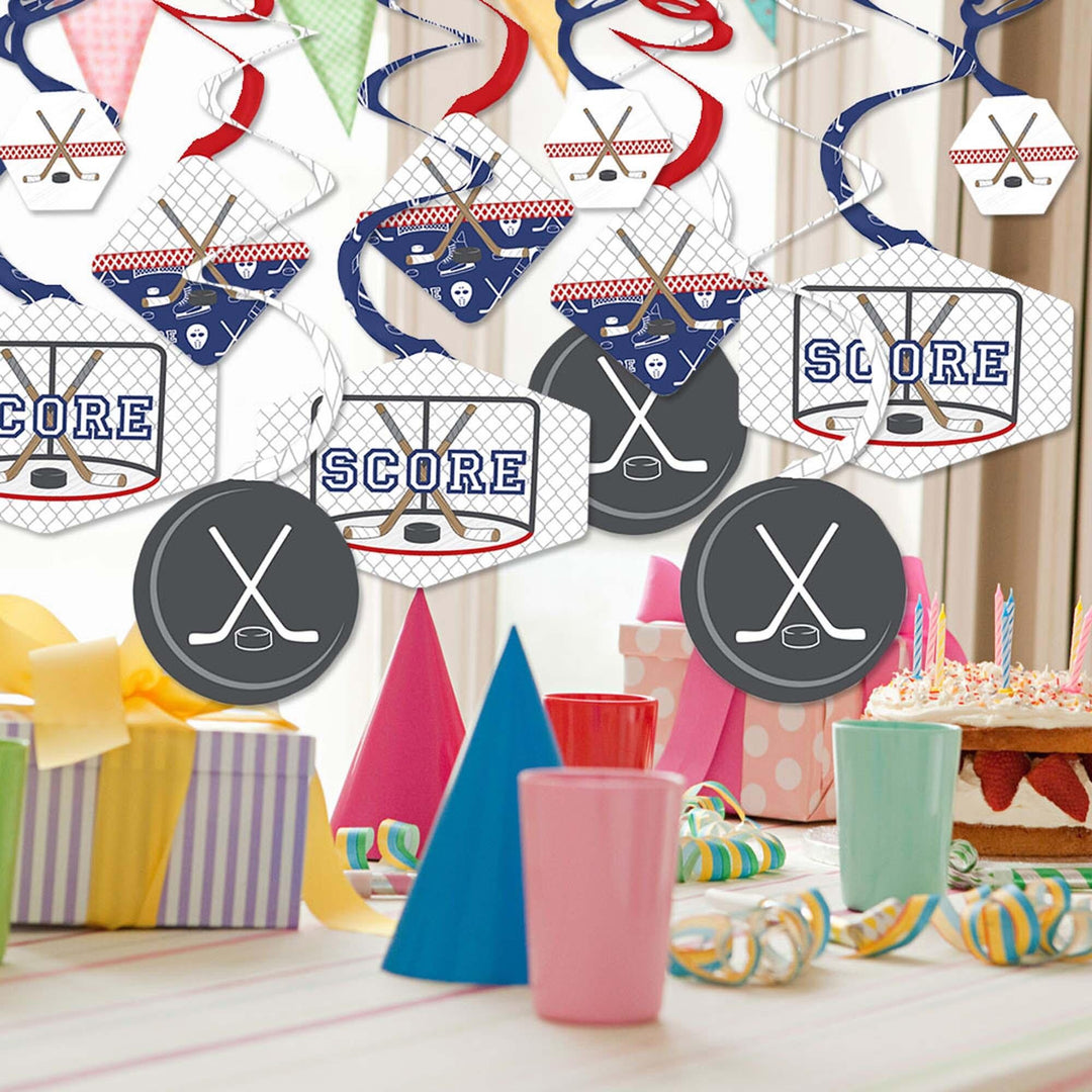 Shoots & Scores! - Hockey - Baby Shower or Birthday Party Hanging Decor - Party Decoration Swirls - Set of 40