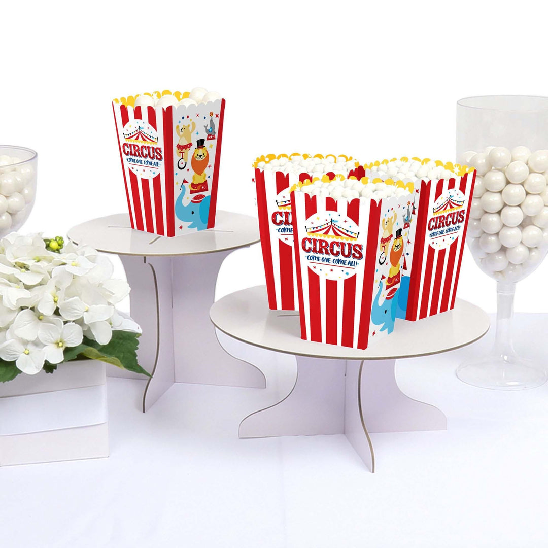 Carnival - Step Right Up Circus - Carnival Themed Baby Shower or Birthday Party Favor Popcorn Treat Boxes - Set of 12
