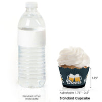 Cheers and Beers Happy Birthday - Decorations - Party Cupcake Wrappers - Set of 12