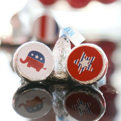 Republican Election - Round Candy Labels Political Election Party Favors - Fits Hershey Kisses - 108 ct