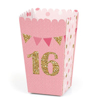 Sweet 16 - 16th Birthday Party Favor Popcorn Treat Boxes - Set of 12
