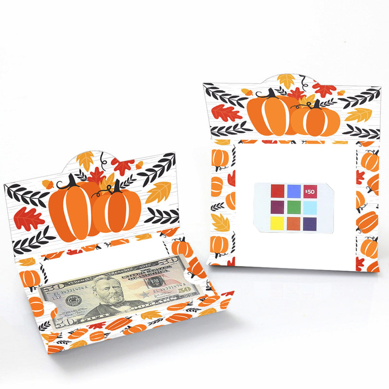 Fall Pumpkin - Halloween or Thanksgiving Party Money and Gift Card Holders - Set of 8