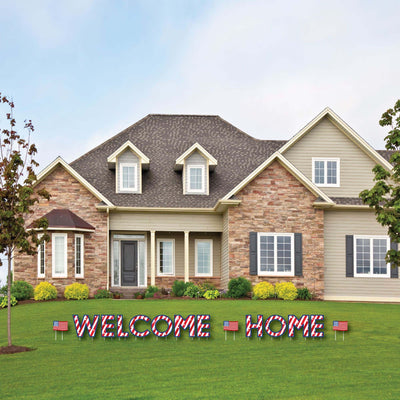 Patriotic WELCOME HOME - Yard Sign Outdoor Lawn Decorations - Military Homecoming Yard Signs