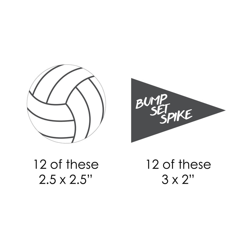 Bump, Set, Spike - Volleyball - DIY Shaped Party Paper Cut-Outs - 24 ct