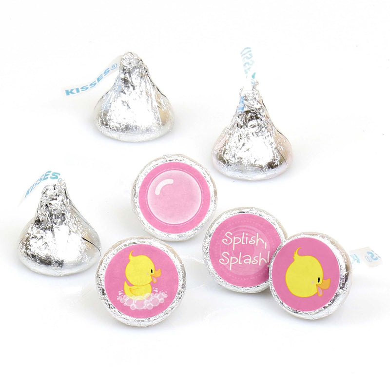 Pink Ducky Duck - Girl Baby Shower or Birthday Party Round Candy Labels Party Favors - Fits Hershey&