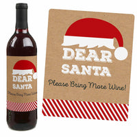 Funny Jolly Santa Claus - Christmas Decorations for Women and Men - Wine Bottle Label Stickers - Set of 4