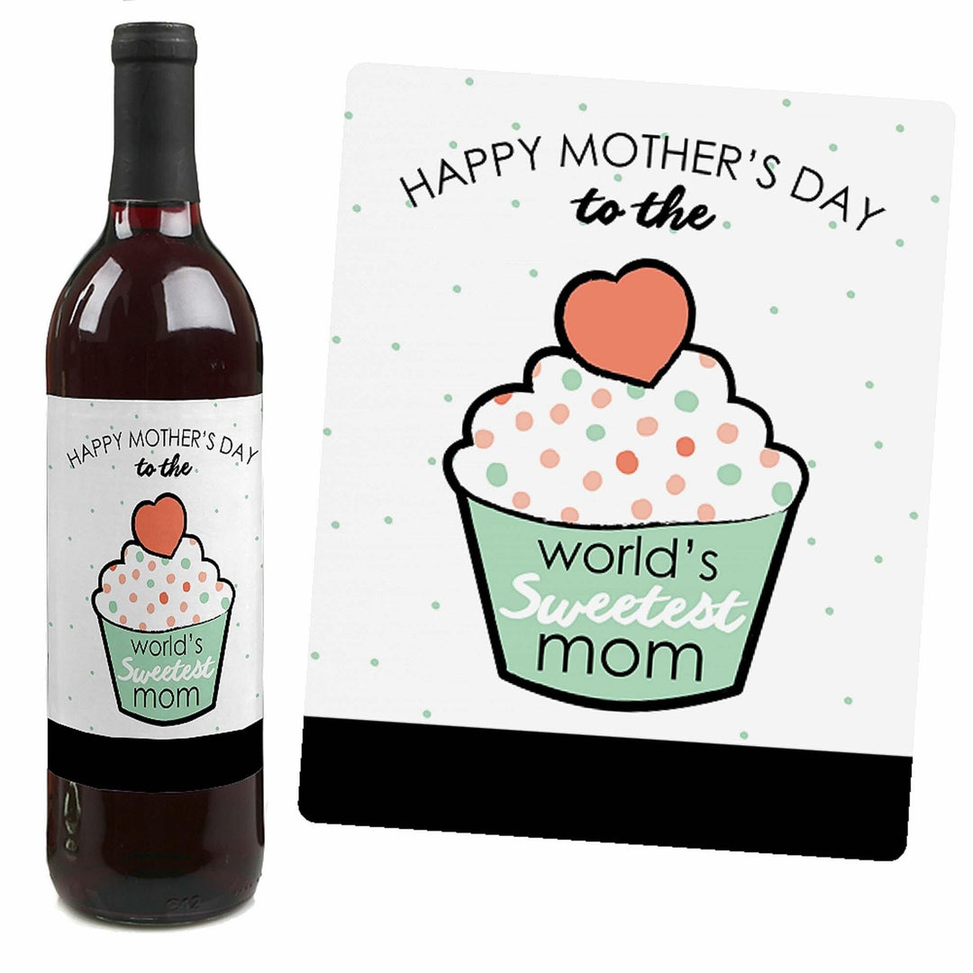 Best Mom Ever - Mother's Day Decorations for Women - Wine Bottle Label Stickers - Set of 4