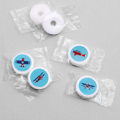 Taking Flight - Airplane - Vintage Plane Baby Shower or Birthday Party Round Candy Sticker Favors - Labels Fit Hershey's Kisses - 108 ct