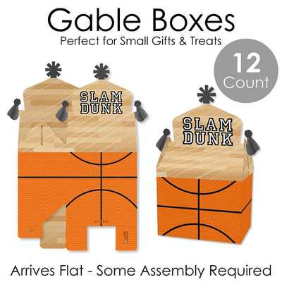 Nothin' But Net - Basketball - Treat Box Party Favors - Baby Shower or Birthday Party Goodie Gable Boxes - Set of 12