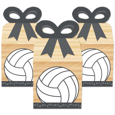 Bump, Set, Spike - Volleyball - Square Favor Gift Boxes - Baby Shower or Birthday Party Bow Boxes - Set of 12