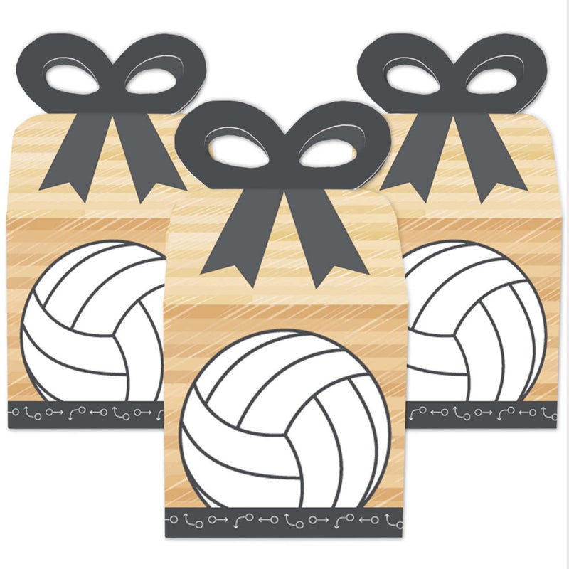 Bump, Set, Spike - Volleyball - Square Favor Gift Boxes - Baby Shower or Birthday Party Bow Boxes - Set of 12