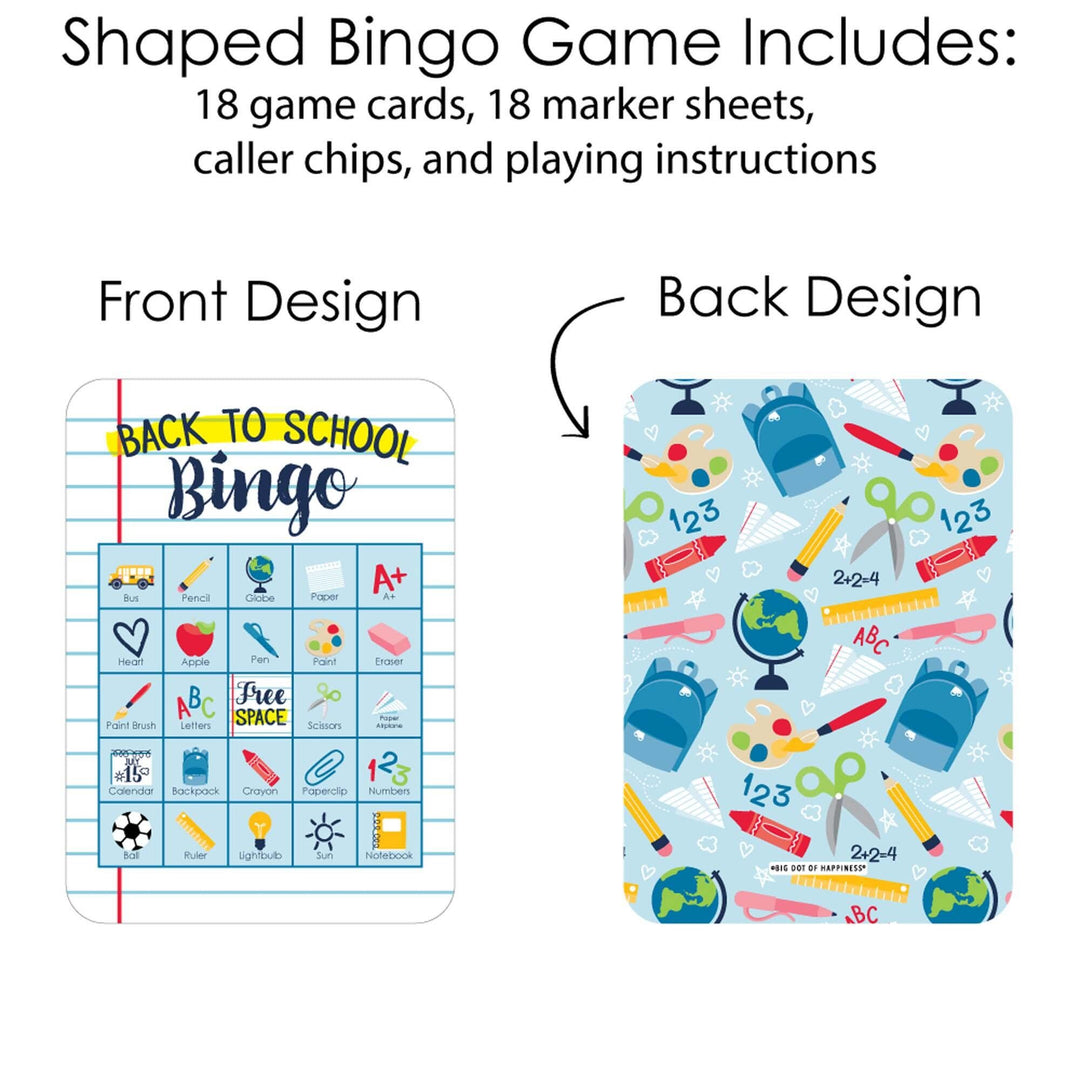 Back to School - Picture Bingo Cards and Markers - First Day of School Classroom Activities Bingo Game - Set of 18