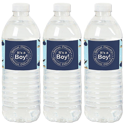 Boy Special Delivery - It's A Boy Stork Baby Shower Water Bottle Sticker Labels - Set of 20