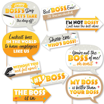 Funny Happy Boss's Day - Best Boss Ever Photo Booth Props Kit - 10 Piece