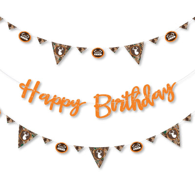 Gone Hunting - Deer Hunting Camo Birthday Party Letter Banner Decoration - 36 Banner Cutouts and Happy Birthday Banner Letters