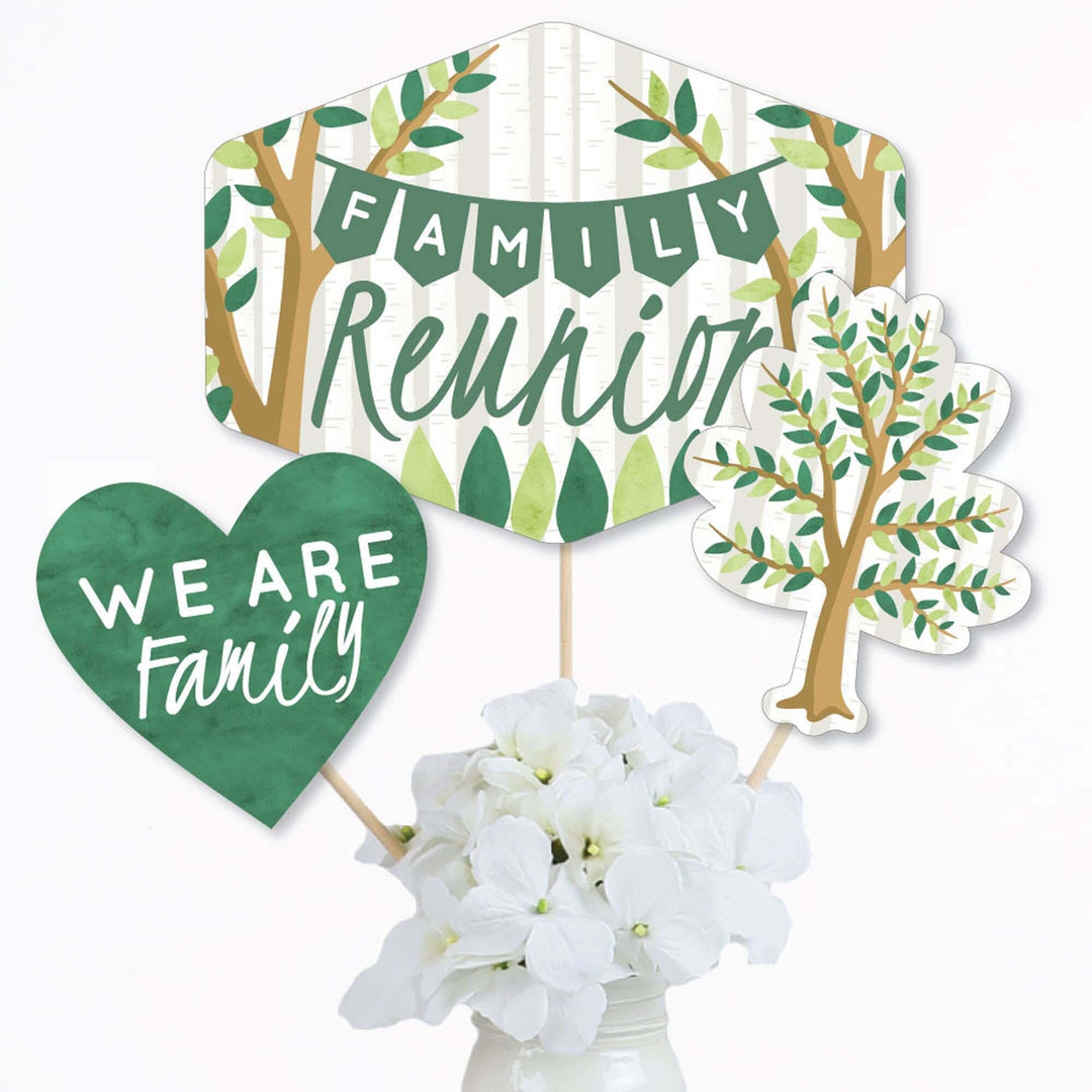 Family Tree Reunion - Family Gathering Party Centerpiece Sticks - Table Toppers - Set of 15
