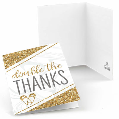 It's Twins - Gold Twins Baby Shower Thank You Cards - 8 ct