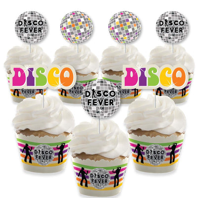70's Disco - Cupcake Decorations - 1970s Disco Fever Party Cupcake Wrappers and Treat Picks Kit - Set of 24