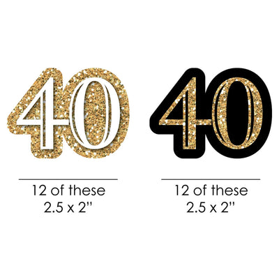 Adult 40th Birthday - Gold - Paper Straw Decor - Birthday Party Striped Decorative Straws - Set of 24