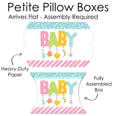 Colorful Baby Shower - Favor Gift Boxes - Gender Neutral Party Petite Pillow Boxes - Set of 20