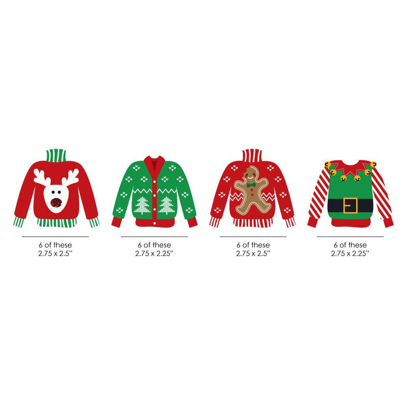 Ugly Sweater - 24 DIY Shaped Holiday & Christmas Party Cut-Outs