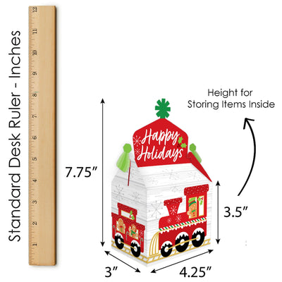 Christmas Train - Treat Box Party Favors - Holiday Party Goodie Gable Boxes - Set of 12