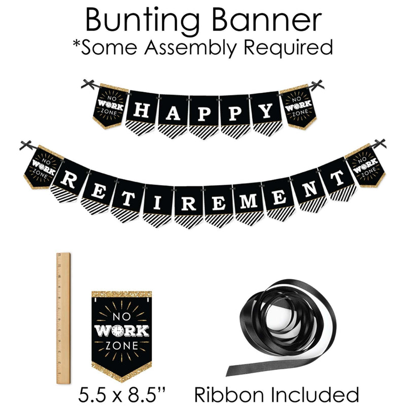Happy Retirement - Banner and Photo Booth Decorations - Retirement Party Supplies Kit - Doterrific Bundle