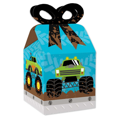 Smash and Crash - Monster Truck - Square Favor Gift Boxes - Boy Birthday Party Bow Boxes - Set of 12