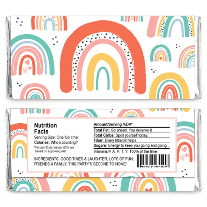 Hello Rainbow - Candy Bar Wrapper Boho Baby Shower and Birthday Party Favors - Set of 24