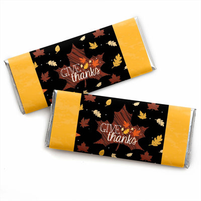 Give Thanks - Candy Bar Wrapper Thanksgiving Party Favors - Set of 24