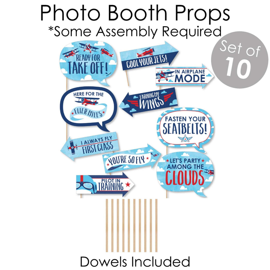Taking Flight - Airplane - Banner and Photo Booth Decorations - Vintage Plane Baby Shower or Birthday Party Supplies Kit - Doterrific Bundle