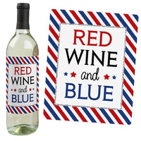 4th of July - Independence Day Decorations for Women and Men - Wine Bottle Labels - Set of 4