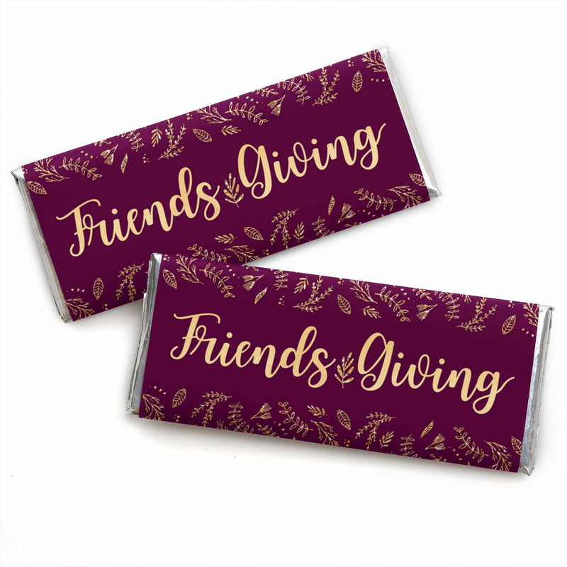Elegant Thankful for Friends - Candy Bar Wrapper Friendsgiving Party Favors - Set of 24