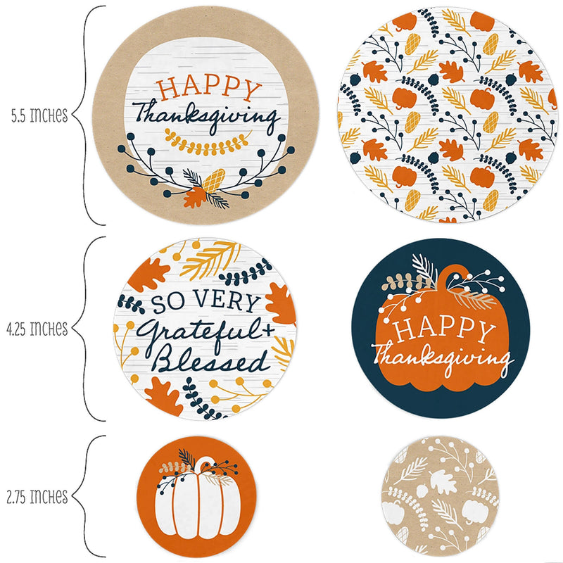 Happy Thanksgiving - Fall Harvest Party Giant Circle Confetti - Party Decorations - Large Confetti 27 Count