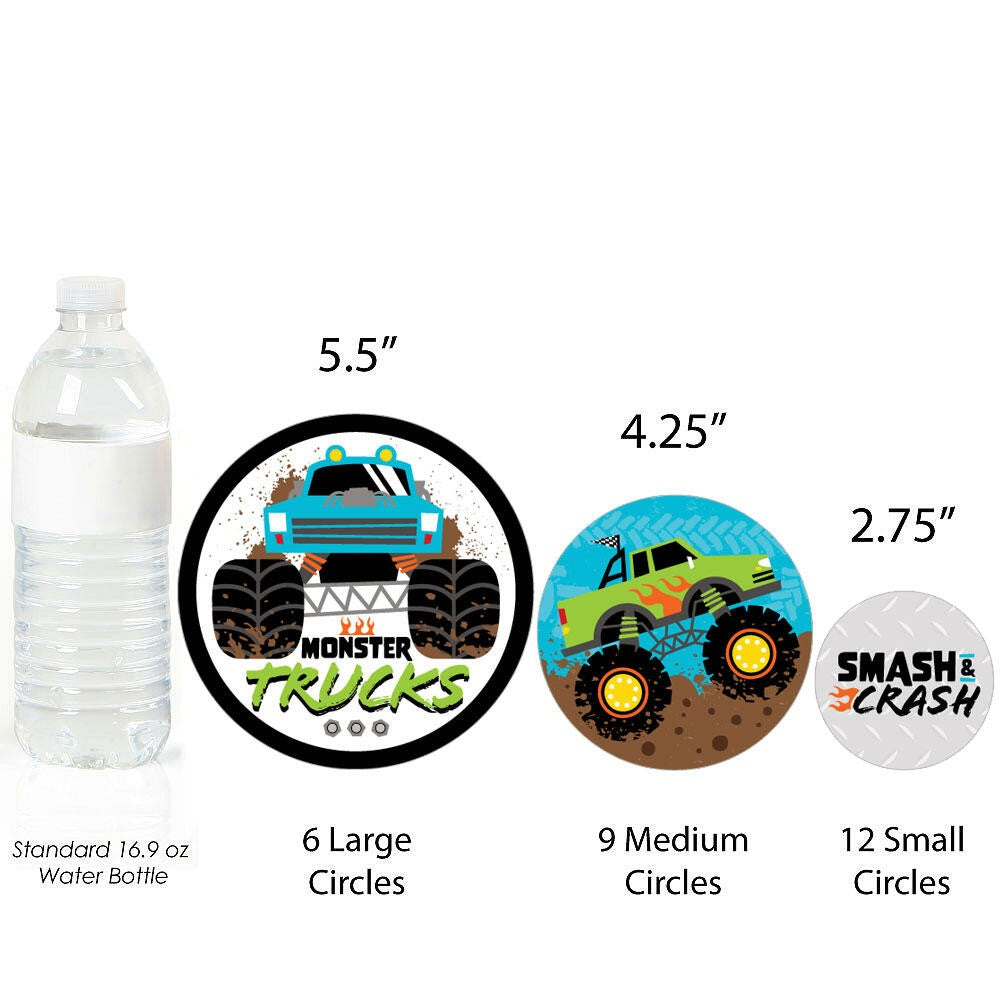 Smash and Crash - Monster Truck - Boy Birthday Party Giant Circle Confetti - Party Decorations - Large Confetti 27 Count