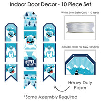 Yeti to Party - Hanging Vertical Paper Door Banners - Abominable Snowman Party or Birthday Party Wall Decoration Kit - Indoor Door Decor