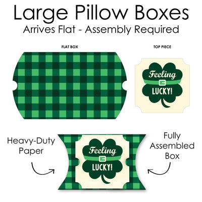St. Patrick's Day - Favor Gift Boxes - Saint Patty's Day Party Large Pillow Boxes - Set of 12