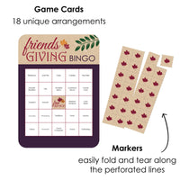 Friends Thanksgiving Feast - Bingo Cards and Markers - Friendsgiving Party Bingo Game - Set of 18