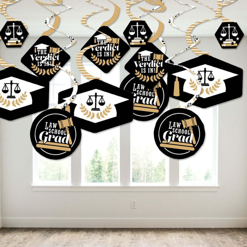 Law School Grad - Future Lawyer Graduation Party Hanging Decor - Party Decoration Swirls - Set of 40