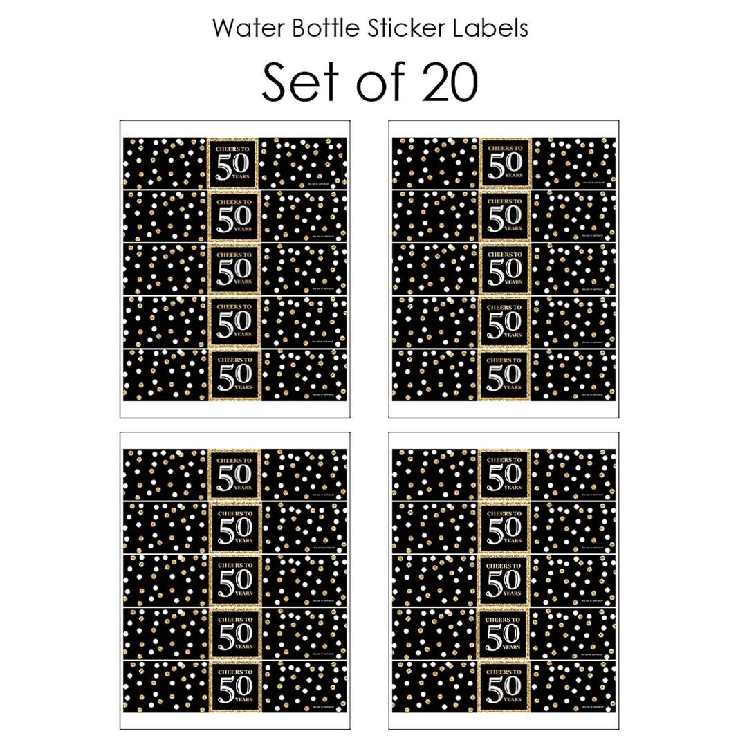 Adult 50th Birthday - Gold - Birthday Party Water Bottle Sticker Labels - Set of 20