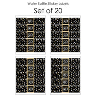 Adult 50th Birthday - Gold - Birthday Party Water Bottle Sticker Labels - Set of 20