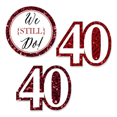We Still Do - 40th Wedding Anniversary - DIY Shaped Wedding Anniversary Paper Cut-Outs - 24 ct