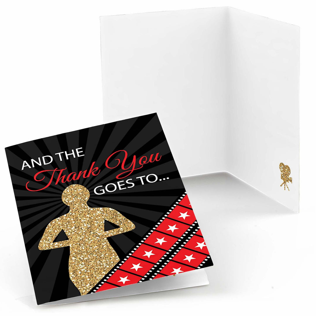 Red Carpet - Set of 8 Movie Night Party Thank You Cards