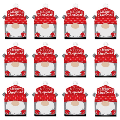 Christmas Gnomes - Treat Box Party Favors - Holiday Party Goodie Gable Boxes - Set of 12