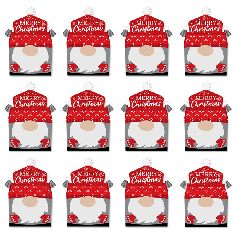 Christmas Gnomes - Treat Box Party Favors - Holiday Party Goodie Gable Boxes - Set of 12