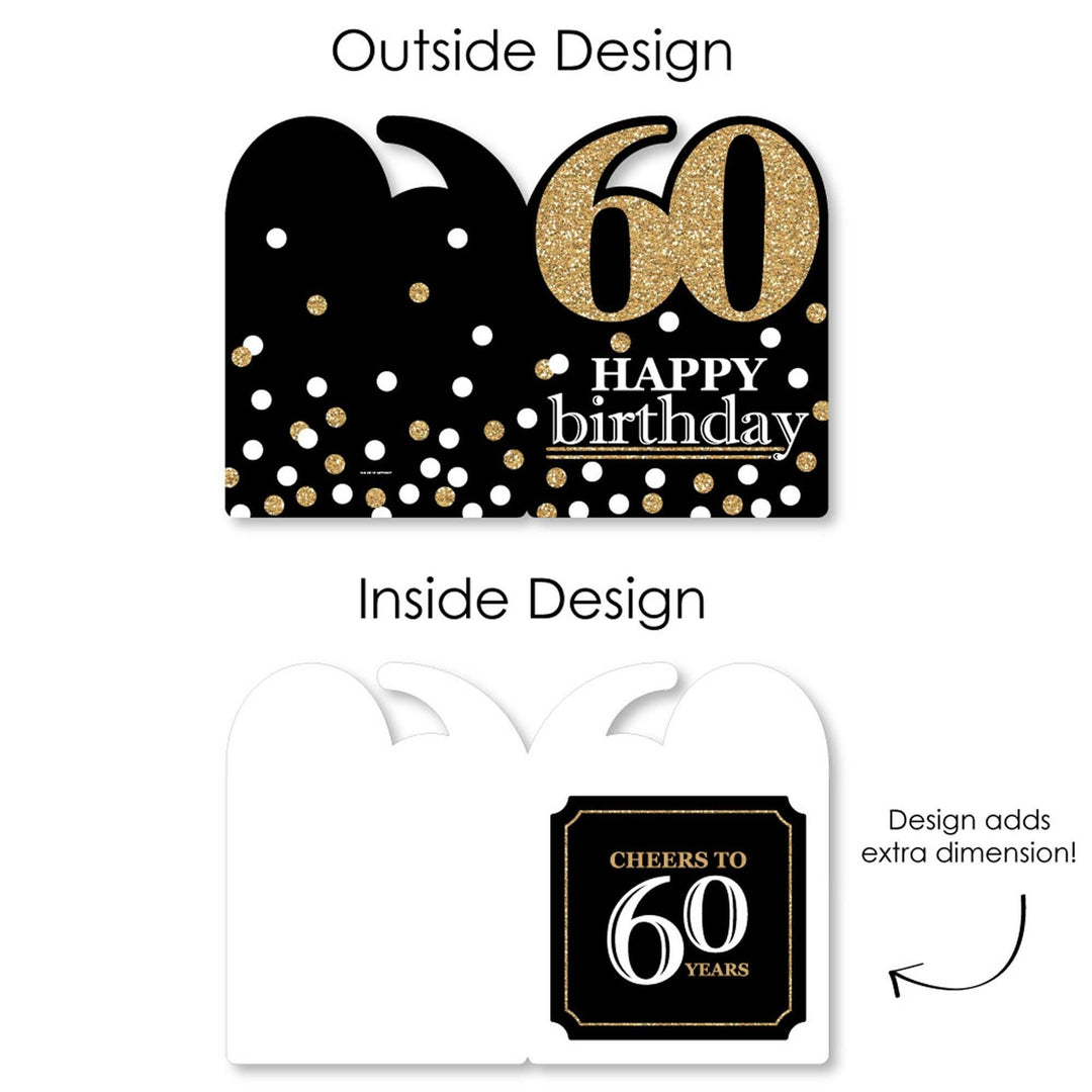 Adult 60th Birthday - Gold - Happy Birthday Giant Greeting Card - Big Shaped Jumborific Card - 16.5 x 22 inches